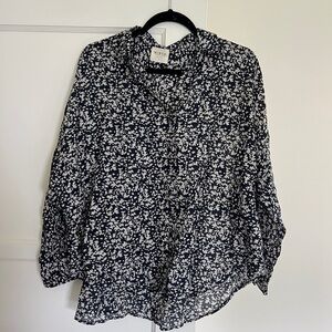 MIRTH Navy Floral Button Up Shirt Small